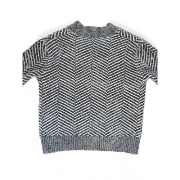 Cocobleu Sweater Womens Small Gray Chevron Button Front Fuzzy Cardigan Boxy - Picture 2 of 8